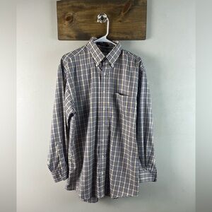 M H Frank (Clemson SC) yellow plaid button down shirt size medium w front pocket